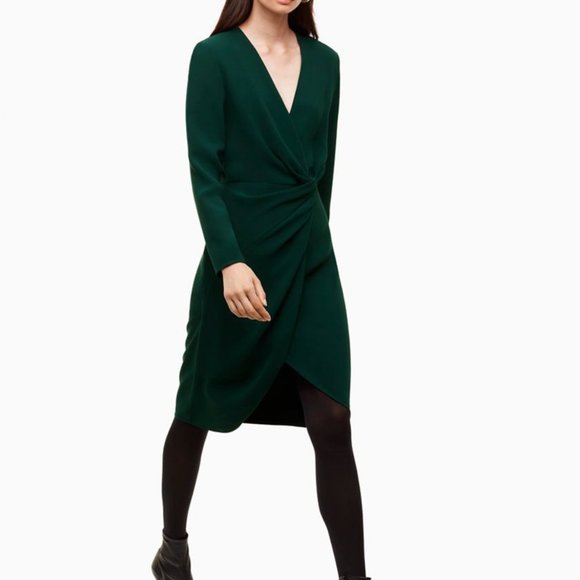 ARITZIA BABATON TADAO WRAP DRESS IN EVEREST GREEN - Picture 2 of 4